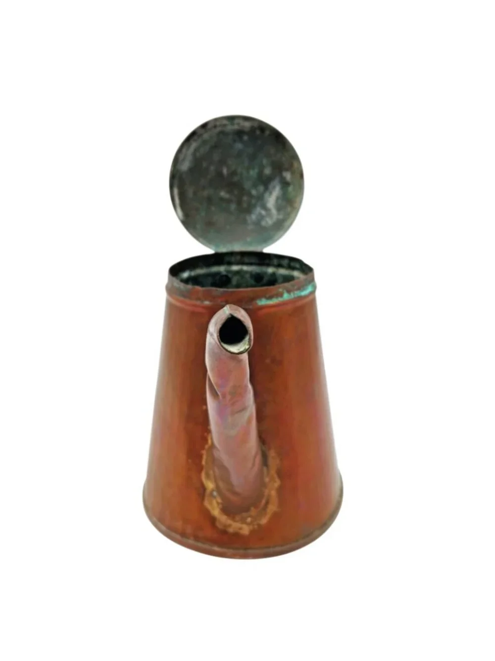Vintage Hand Hammered Copper Tea Kettle Hinged Lid Rustic Primitive 6